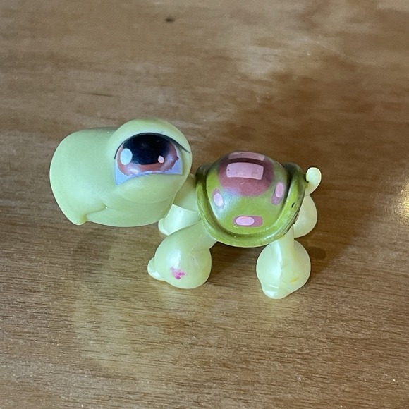 Vintage‎ Littlest Pet Shop Turtle #8 brown eye reptile Authentic LPS HASBRO 2004 - Picture 1 of 4
